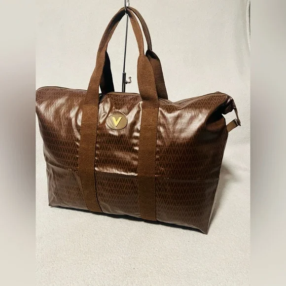 Mario Valentino Soft PVC Monogram Foldable Overnight Travel Tote Bag - Picture 6 of 13